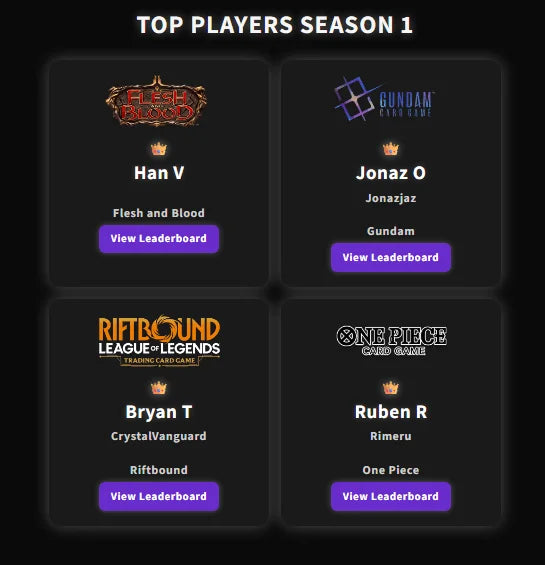 Season 1 Leaderboard Champions